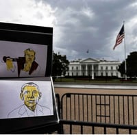 Image 3 of Richard Nixon | 4x6 | Original Marker & Ink Drawing