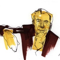 Image 1 of Richard Nixon | 4x6 | Original Marker & Ink Drawing