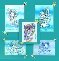 Image 1 of MYSTERY Mermaid Matted Print + Button