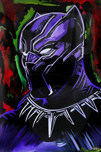 Image 1 of "BLACK PANTHER" 24"x 36" PRINT • ORIGINAL PAINTING BY: SAVO888