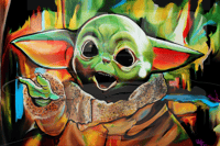 Image 1 of "GROGU" a.k.a. BABY YODA 36" X 24" • ORIGINAL PAINTING By: SAVO888
