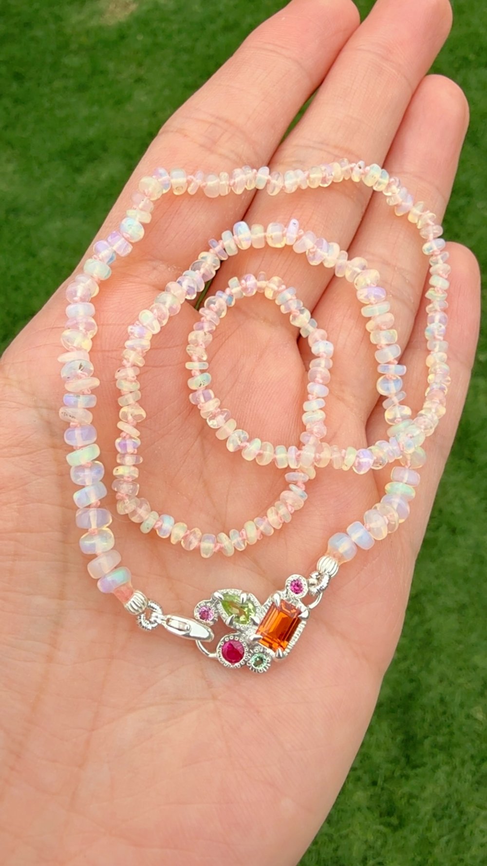 Image of Ethiopian Opal Strand w/ Gemstone Pendant