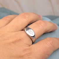 Image 3 of Intone oval Bahá'í Ringstone symbol signet stainless steel ring