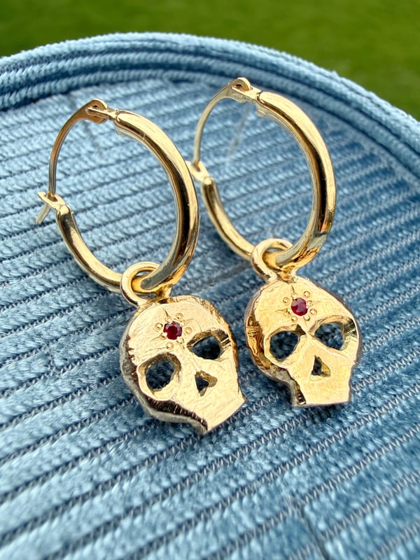 Image of Ruby Skull Hoop Charms
