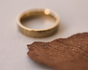 Image of 18ct gold, 5mm, flat court, horn textured ring