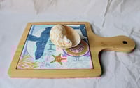 Image 2 of Eco-Friendly Bamboo and Ceramic Trivet with Blue Whale Design – Coastal Home Decor