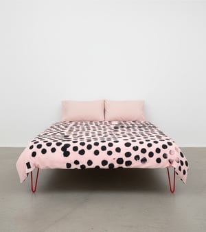 Image of Dusty Rose / Black Polka Duvet Cover