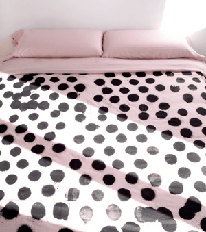 Image of Dusty Rose / Black Polka Duvet Cover