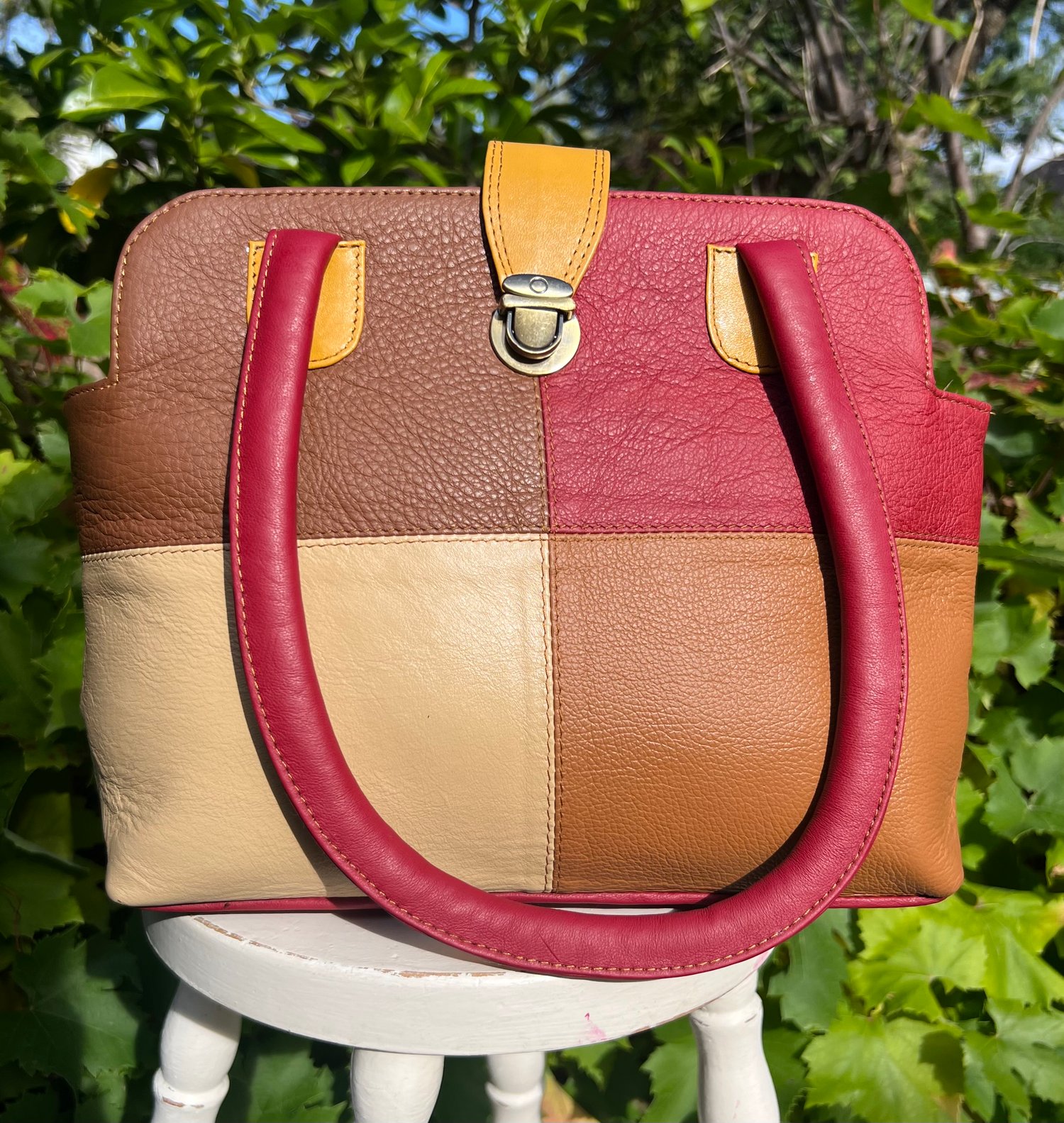 Image of Harlequin Collection - Large Recycled Leather Handbag #LH2