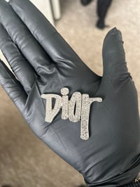 Image 1 of 1x large silver dior flat charm 