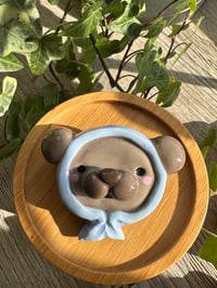 Image 1 of  Bear in a blue headscarf pin