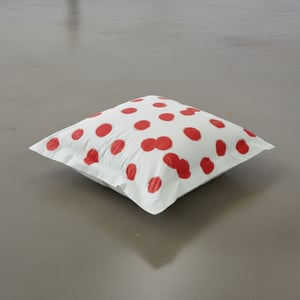 Image of Verdigris / Carmín Polka Pillow