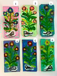 Image 1 of Flowering Skulls / gouache on card 