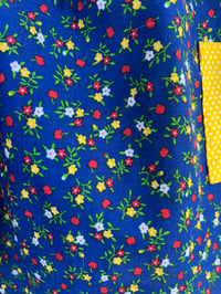 Image 2 of Vintage Blue Floral Calico & Yellow Pockets Dress 1t