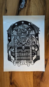 Image 1 of Minas Tirith Lord of the Ring linocut print