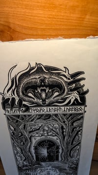 Image 4 of Moria Gate Lord of the Ring linocut print