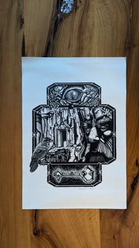 Image 1 of Erebor Secret Door from The Hobbit, Lord of the Ring linocut print
