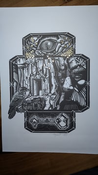 Image 2 of Erebor Secret Door from The Hobbit, Lord of the Ring linocut print