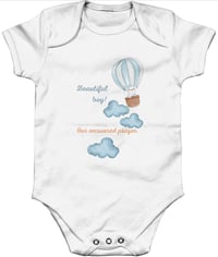 Image 3 of Organic Cotton Baby Grow “Beautiful boy, our answered prayer”