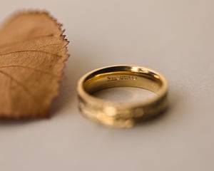 Image of 18ct yellow gold 6mm flat court herringbone ring