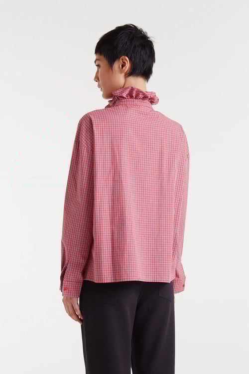 Image of 1-Camisa  algodón cuadro vichy rojo