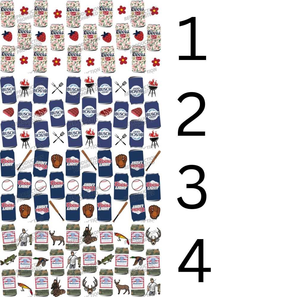 Image of Assorted Beers Budweiser Coors Coors Light Busch Light Uv Dtf Cup Wraps