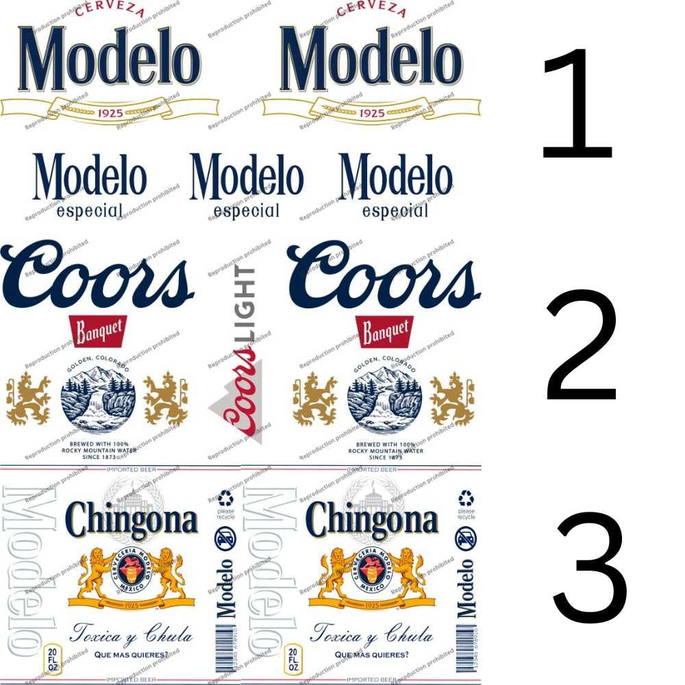 Image of Assorted Beers Modelo Coors Modelo Chingona Uv Dtf Cup Wraps