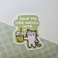 Image 2 of Iced Matcha Latte Vinyl Sticker