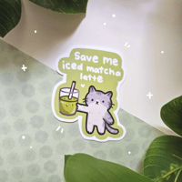 Image 1 of Iced Matcha Latte Vinyl Sticker