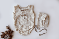 Hunny  Romper & bonnet - 2 colors 