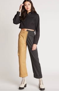Image 2 of CHOOSY- Day and Night Splice Pants- Khaki