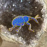 Image 2 of Blue Leaf Rolling Weevil Enamel Pin