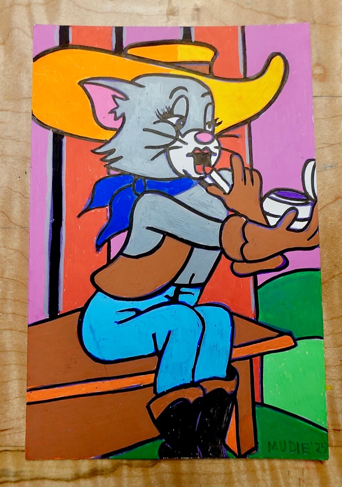 Image de " Cool cowkitty " artwork original 4 x 6''