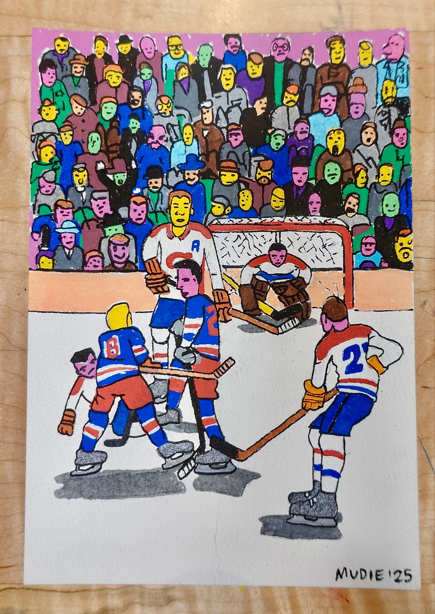 Image de " Canadiens vs Rangers Old School " oeuvre originale 4 x 6''