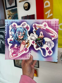 Sonic with Miku Art Print (8.5in x 11in)