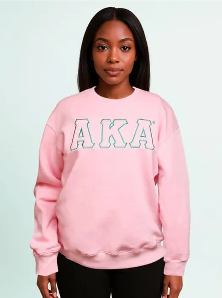 Image of Greek Gear XL Pink Embroidered Crew Sweatshirt