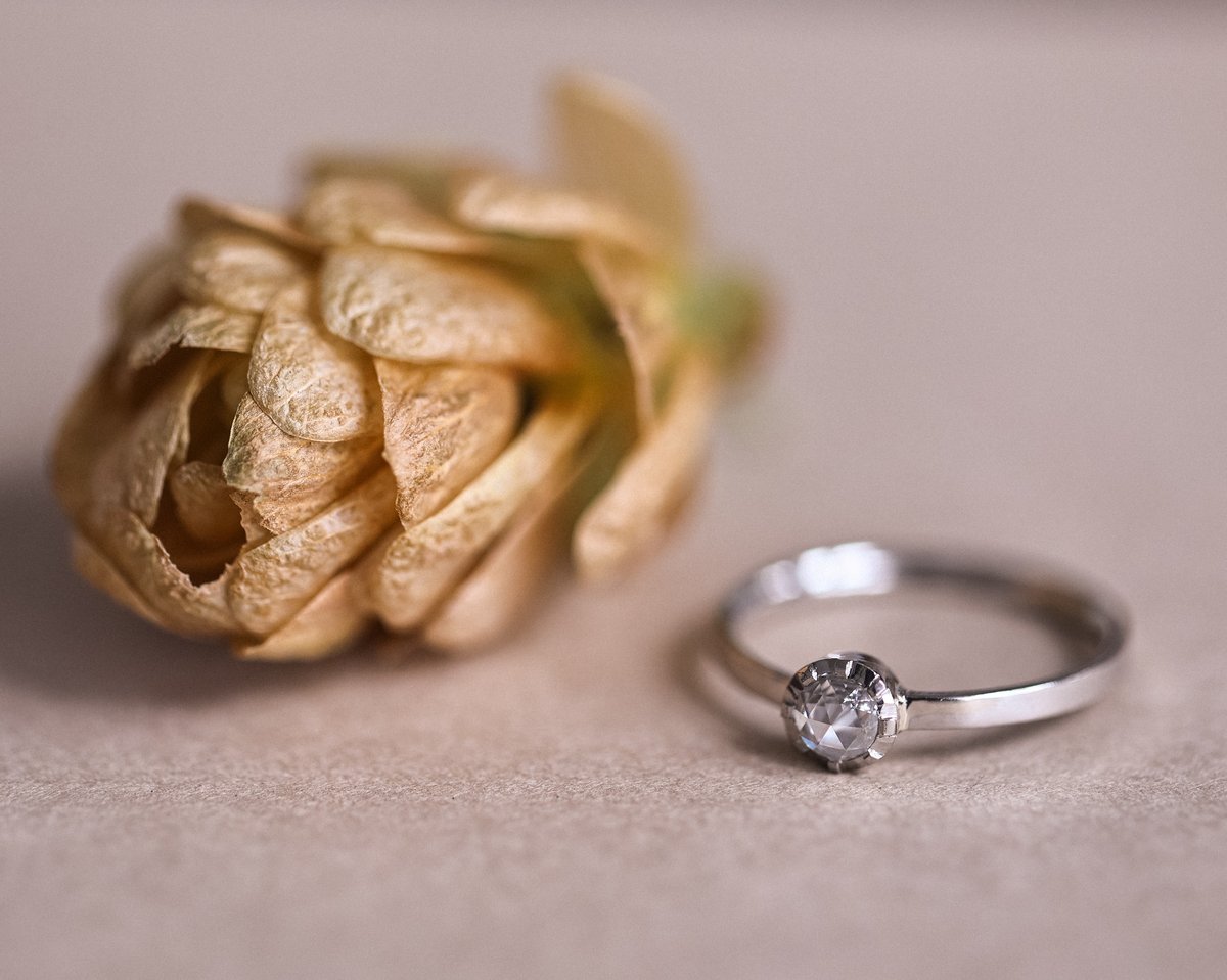 Image of Platinum 4.0mm rose-cut diamond ring (LON45)