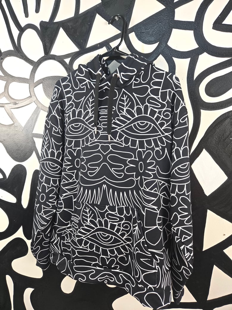 Image of Geometric Vibes Black And White Hoodie