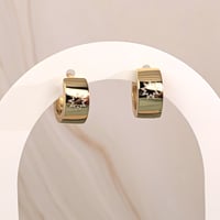Image 1 of Splendor hoop Sterling silver Bahá'í 9 pointed star earrings
