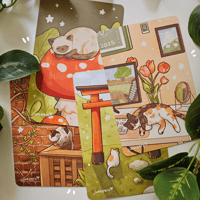 Image 1 of Cat Themed Postcard Print Set