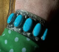 Image 3 of Five Turquoise Stone wide cuff