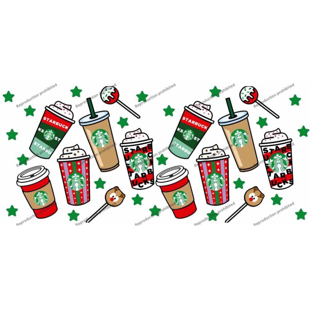 Image of Starbucks Christmas Coffees Uv Dtf Wrap W0716