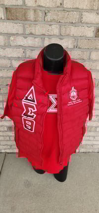 Image 1 of Customizable Lightweight Puffer Vest (RED and BLACK) 