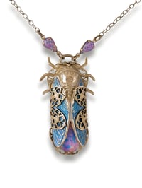 Image 5 of Cicada necklace, Fire opal cicada insect jewelry Art Deco style