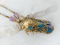 Image 6 of Cicada necklace, Fire opal cicada insect jewelry Art Deco style