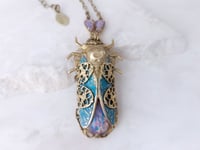 Image 2 of Cicada necklace, Fire opal cicada insect jewelry Art Deco style