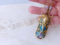 Image 4 of Cicada necklace, Fire opal cicada insect jewelry Art Deco style