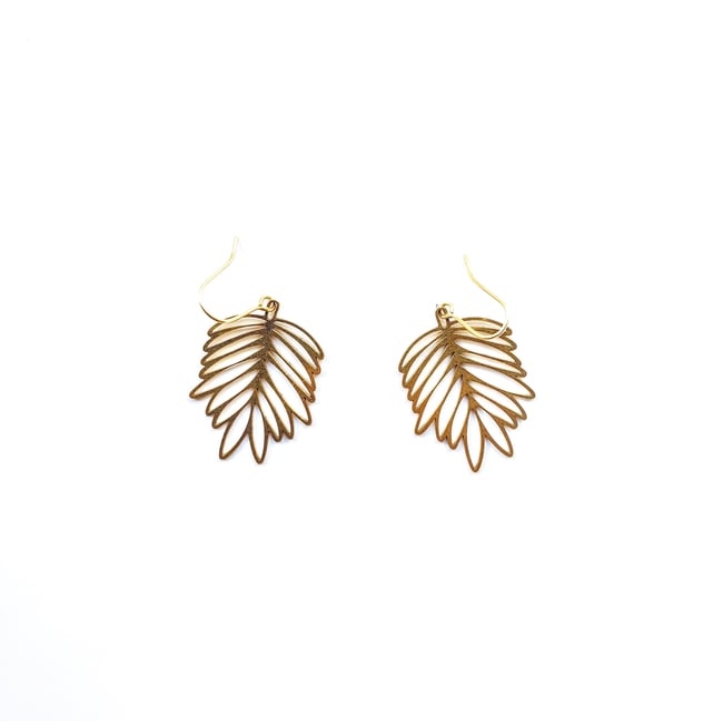Brass Leaf Earrings 