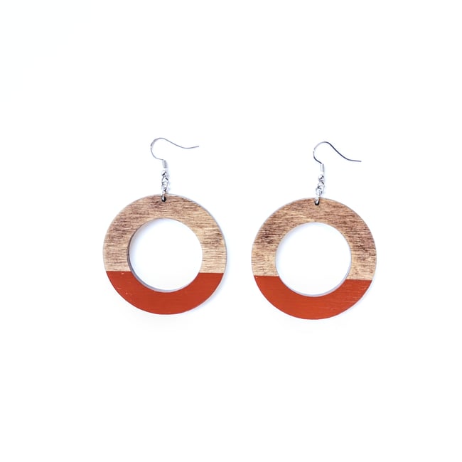 Cinnamon Colorblock Wood Hoops