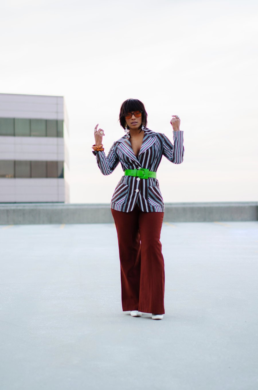 Image of Vintage Mishka Wide Collar Bold Stripes 1970s Blazer